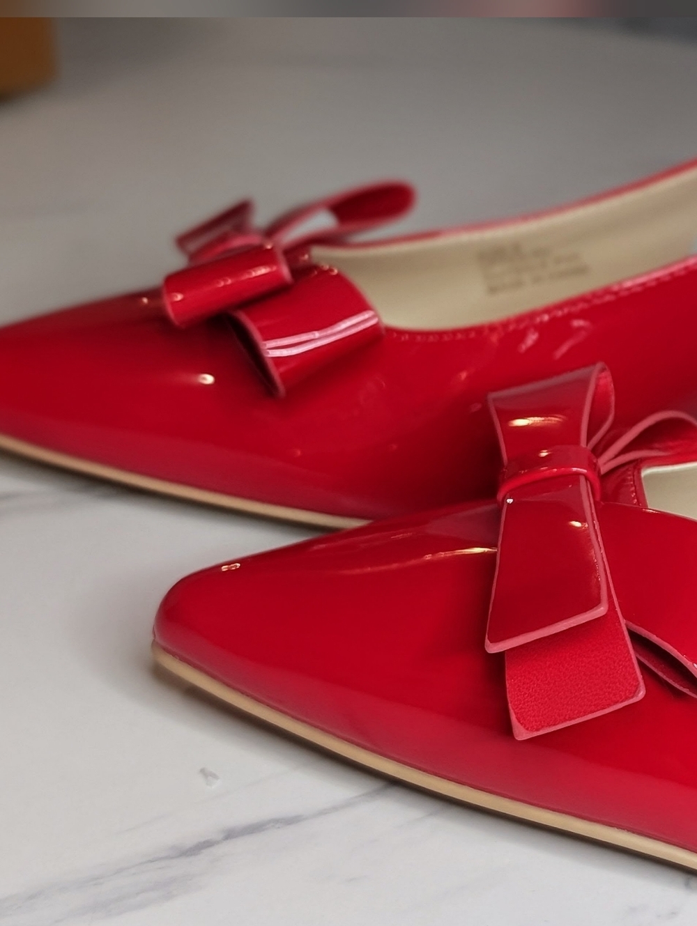 Rachel Roy Red Patent Slingback Heels Bow Pointed Toe Size 8 NIB - Picture 8 of 8